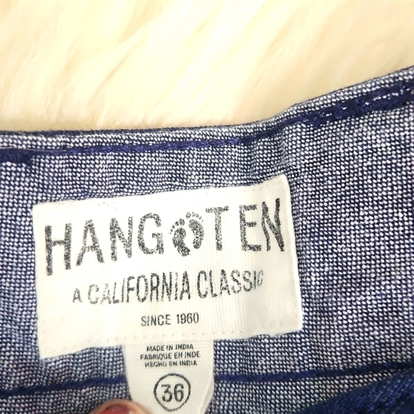 Mens Hang Ten Navy Plaid Flat Front Shorts - Picture 2 of 3